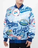 MLB Los Angeles Dodgers AOP Satin Jacket | Trendy Leather Jackets