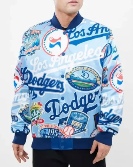MLB Los Angeles Dodgers AOP Satin Jacket | Trendy Leather Jackets
