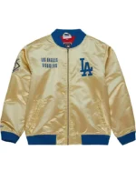 MLB Los Angeles dodgers Gold Satin Varsity Jacket | Trendy Leather Jackets