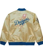 MLB Los Angeles dodgers Gold Satin Varsity Jacket | Trendy Leather Jackets