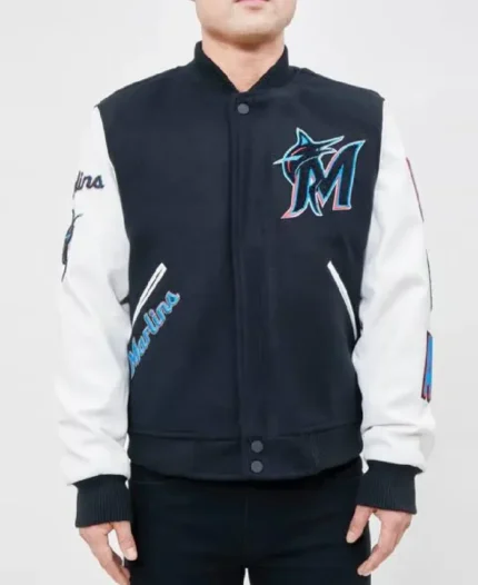MLB Miami Marlins Classic Varsity Jacket | Trendy Leather Jackets
