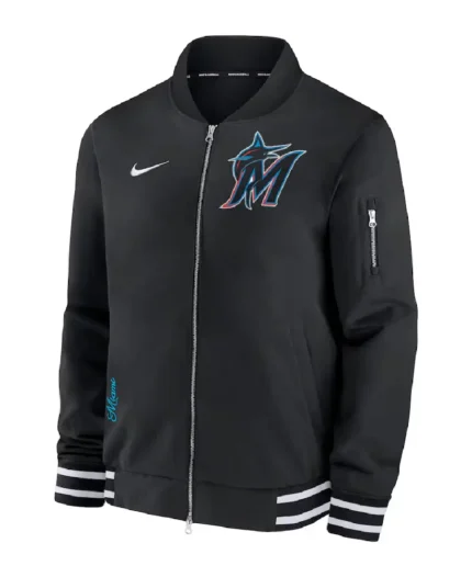 Mlb Miami Marlins Nike Bomber Jacket | Trendy Leather Jackets