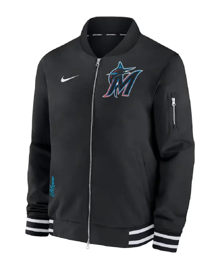 Mlb Miami Marlins Nike Bomber Jacket | Trendy Leather Jackets