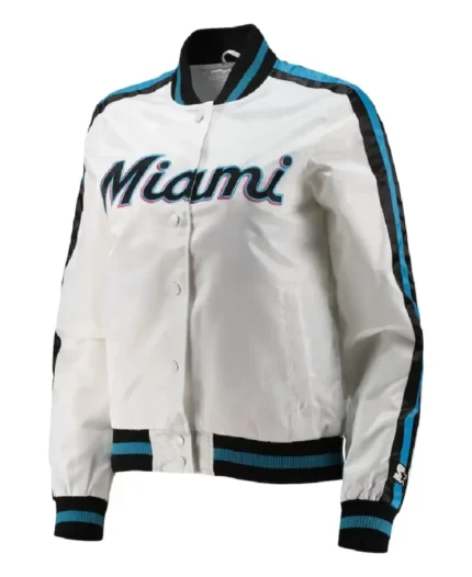 MLB Miami Marlins Starter white Satin Jacket | Trendy Leather Jackets
