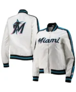 MLB Miami Marlins Starter white Satin Jacket | Trendy Leather Jackets