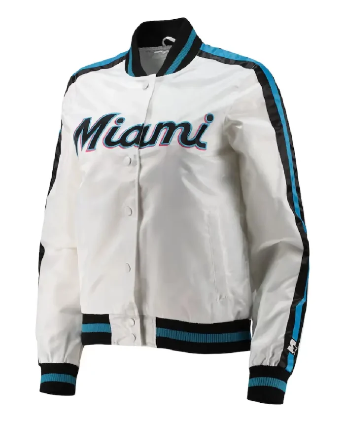 MLB Miami Marlins Starter white Satin Jacket | Trendy Leather Jackets