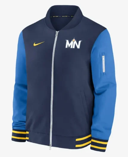 MLB Minnesota Twins 2024 Nike Game Time Bomber Jacket | Trendy Leather Jackets