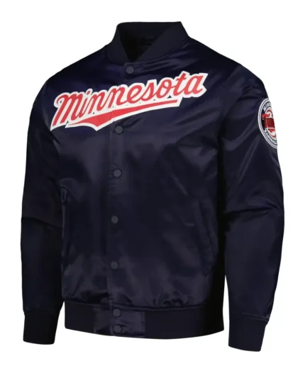 MLB Minnesota Twins Pro Standard Wordmark Satin Varsity Jacket | Trendy Leather Jackets