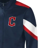 MLB Navy Cleveland Guardians Carl Banks Earned Run Jacket | Trendy Leather Jackets