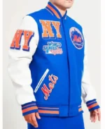 MLB New York Mets Mash Up Varsity Jacket | Trendy Leather Jackets