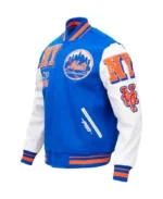MLB New York Mets Mash Up Varsity Jacket | Trendy Leather Jackets