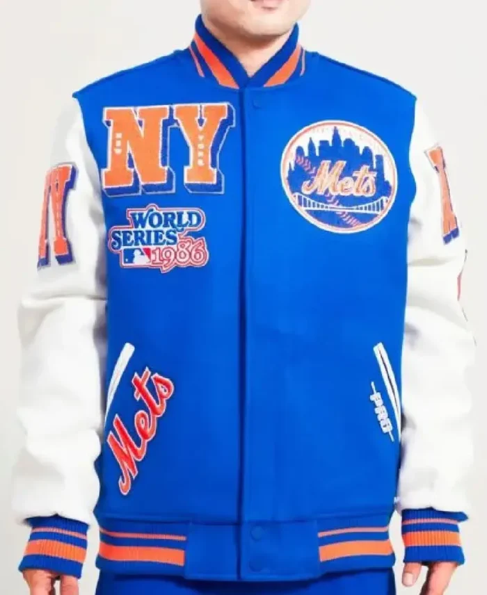 MLB New York Mets Mash Up Varsity Jacket | Trendy Leather Jackets
