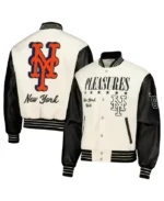 MLB New York Mets PLEASURES Varsity Jacket | Trendy Leather Jackets