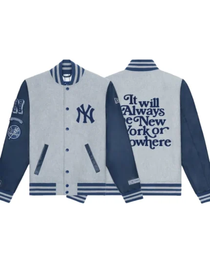 MLB New York OR Nowhere Varsity Jacket | Trendy Leather Jackets