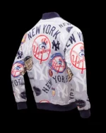 MLB New York Yankees AOP Satin Jacket | Trendy Leather Jackets