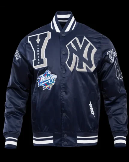 MLB New York Yankees Mash Up Satin Jacket | Trendy Leather Jackets