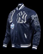 MLB New York Yankees Mash Up Satin Jacket | Trendy Leather Jackets