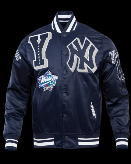 MLB New York Yankees Mash Up Satin Jacket | Trendy Leather Jackets
