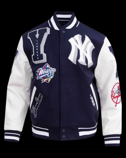 MLB New York Yankees Mash Up Varsity Jacket | Trendy Leather Jackets