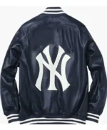 MLB New York Yankees Navy Blue Leather Jacket | Trendy Leather Jackets