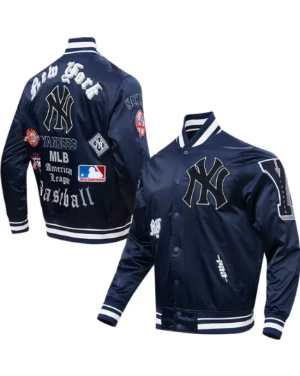 MLB New York Yankees Old English Satin Varsity Jacket