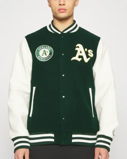 MLB Oakland Athletics Heritage Varsity Jacket | Trendy Leather Jackets