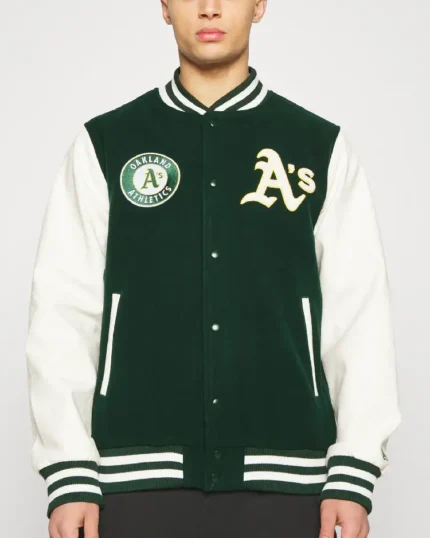 MLB Oakland Athletics Heritage Varsity Jacket | Trendy Leather Jackets