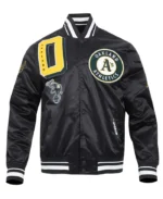MLB Oakland Athletics Mashup Varsity Jacket | Trendy Leather Jackets