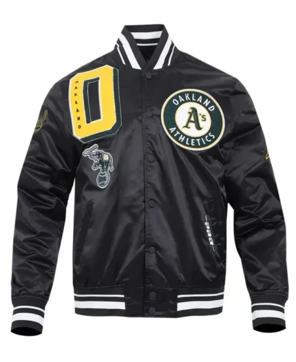 MLB Oakland Athletics Mashup Varsity Jacket | Trendy Leather Jackets