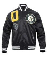 MLB Oakland Athletics Mashup Varsity Jacket | Trendy Leather Jackets