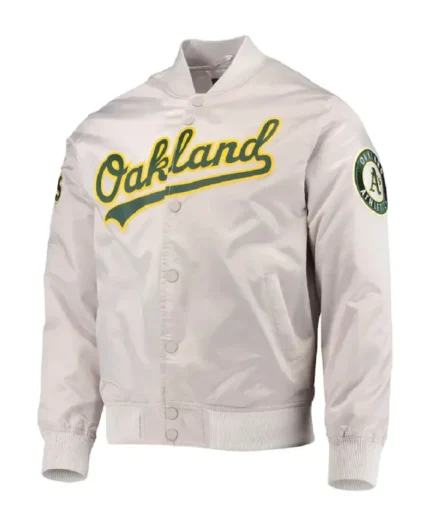 MLB Oakland Athletics Pro Standard Wordmark Satin Jacket | Trendy Leather Jackets