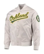 MLB Oakland Athletics Pro Standard Wordmark Satin Jacket | Trendy Leather Jackets