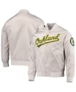 MLB Oakland Athletics Pro Standard Wordmark Satin Jacket | Trendy Leather Jackets