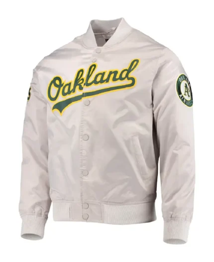 MLB Oakland Athletics Pro Standard Wordmark Satin Jacket | Trendy Leather Jackets