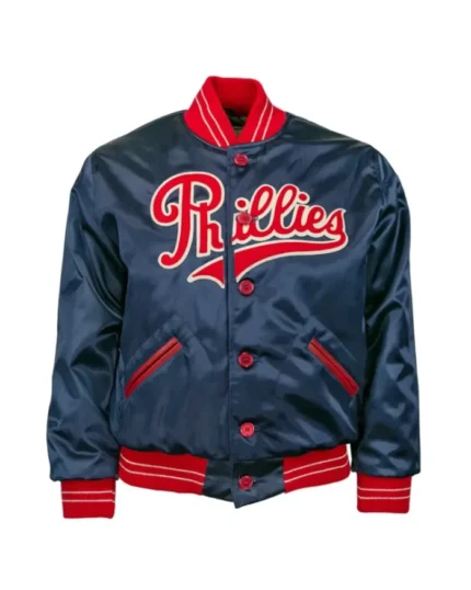 MLB Philadelphia Phillies 1937 Satin Navy Varsity Jacket | TLJ