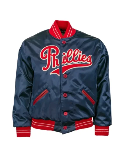 MLB Philadelphia Phillies 1937 Satin Navy Varsity Jacket | TLJ