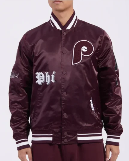 MLB Philadelphia Phillies Old English Satin Jacket | TLJ