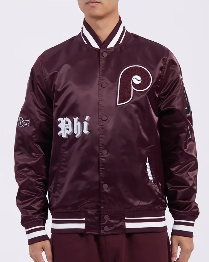 MLB Philadelphia Phillies Old English Satin Jacket | TLJ
