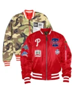MLB Philadelphia Phillies Red Reversible MA-1 Bomber Jacket | TLJ