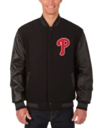 MLB Philadelphia Phillies Wool Leather Reversible Varsity Jacket | Trendy Leather Jackets