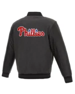 MLB Philadelphia Phillies Wool Leather Reversible Varsity Jacket | Trendy Leather Jackets