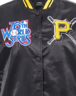 MLB Pittsburgh Pirates 76th World Series Mash Up Black Satin Jacket | Trendy Leather Jackets