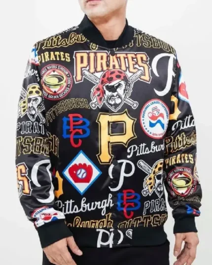 MLB Pittsburgh Pirates AOP Satin Jacket | Trendy Leather Jackets