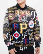MLB Pittsburgh Pirates AOP Satin Jacket | Trendy Leather Jackets