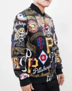 MLB Pittsburgh Pirates AOP Satin Jacket | Trendy Leather Jackets