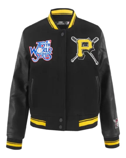 MLB Pittsburgh Pirates Pro Standard Black Varsity Jacket | Trendy Leather Jackets