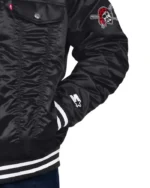 MLB Pittsburgh Pirates Starter X Levi's Black Silver Tab Satin Trucker Jacket | Trendy Leather Jackets