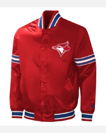 MLB Red Toronto Blue Jays 2023 Canada Day Satin Varsity Jacket | Trendy Leather Jackets