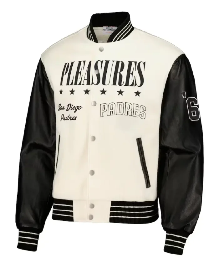 MLB San Diego Padres Pleasures Varsity Jacket | Trendy Leather Jackets