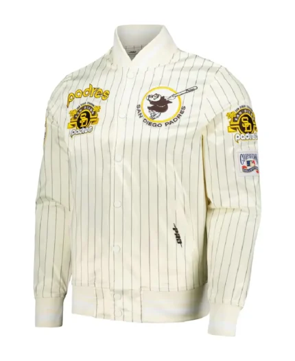 MLB San Diego Padres Pro Standard Pinstripe Classic Satin Jacket | Trendy Leather Jackets
